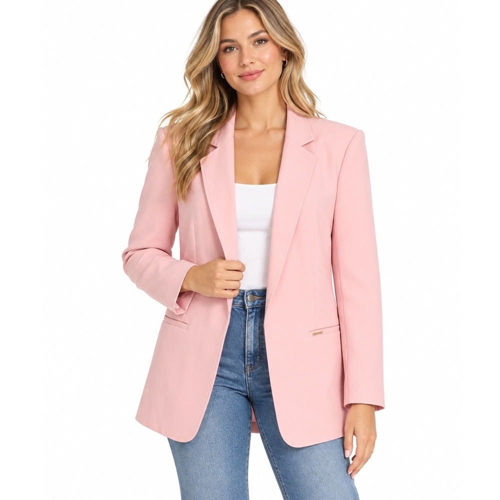 Anne Klein Pink Single Button Blazer Jacket with Shoulder Pads | Size Large